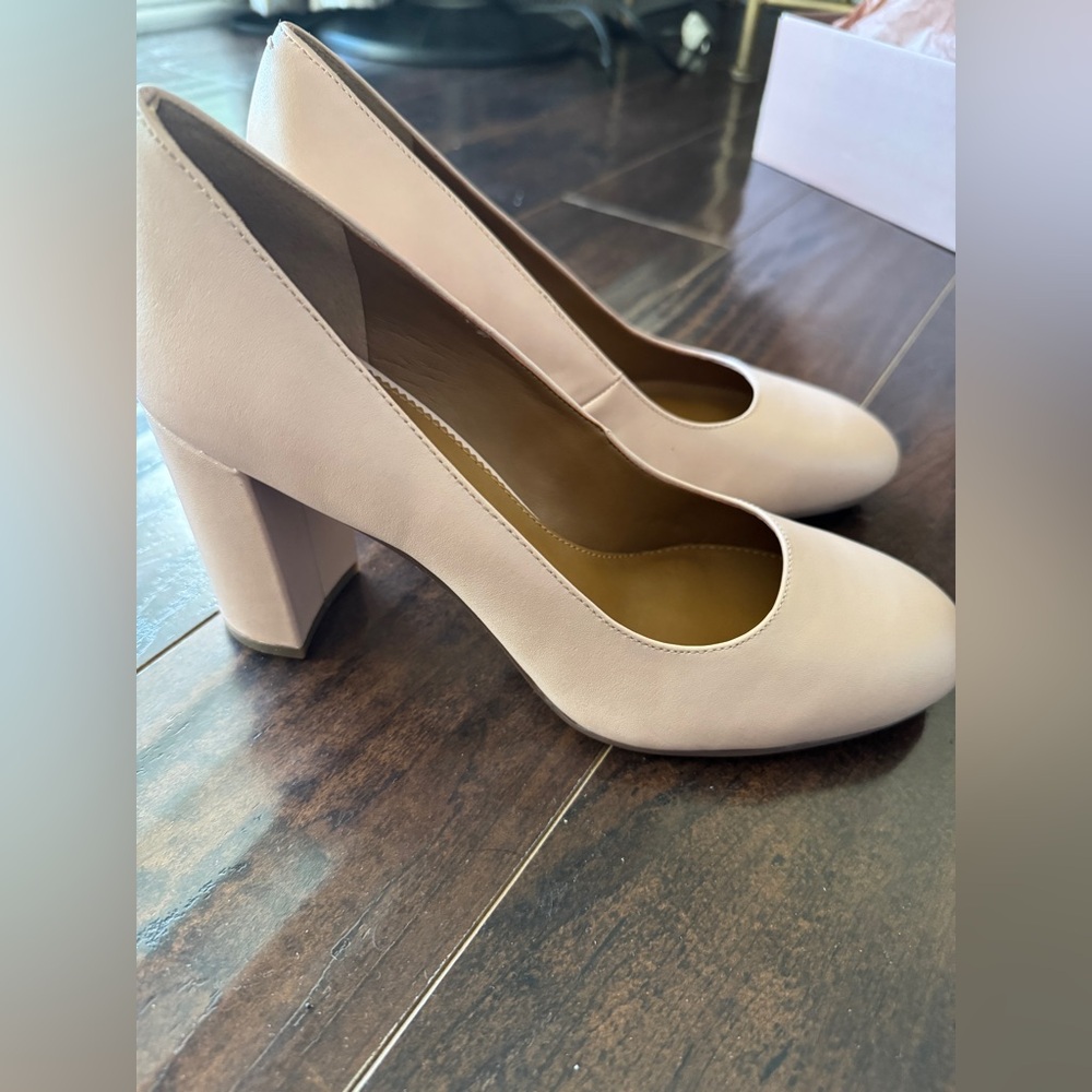 Franco Sarto Aziza Pump Blush Leather Block Heel Women’s 7.5 M New In Box